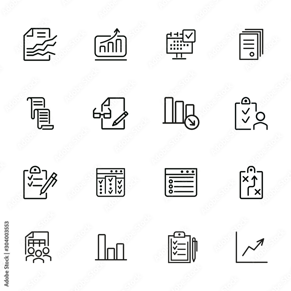 Data analysis icons. Set of line icons on white background. Data ...