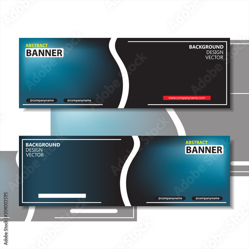 Set of vector banner background design print - black and blue