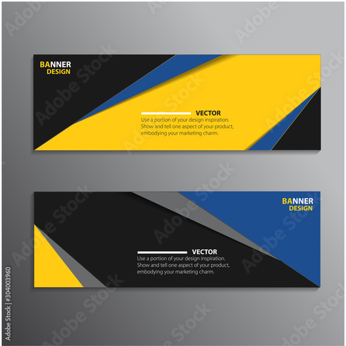 Set of vector banner background design - yellow/blue/dark
