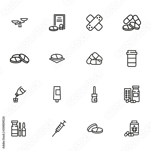 Drugs icon set. Drugstore concept. Vector illustration can be used for topics like apothecary, pharmaceuticals, medicine