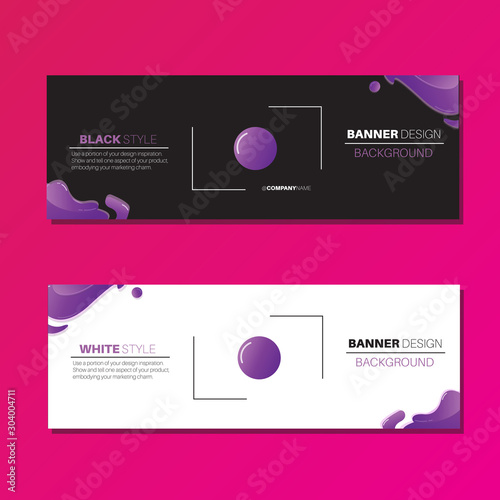 Set of vector banner background design - liquid black