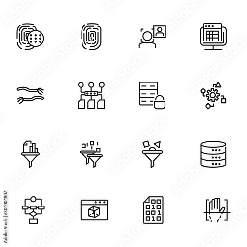 Empiric method line icon set. Fingerprint, data safety, face detection. Modern technology concept. Can be used for topics like data storage, app development, filter