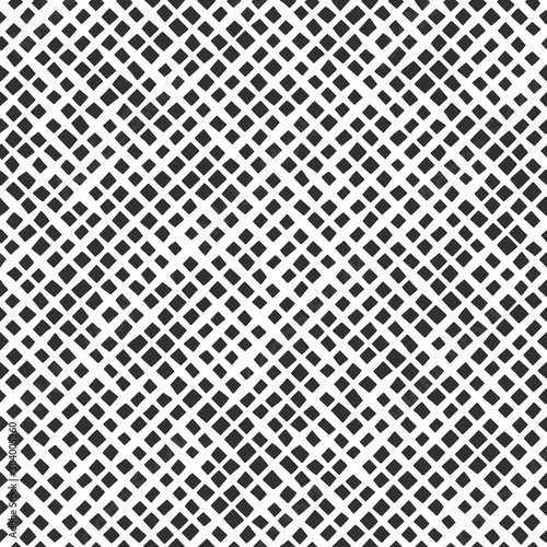 Fabric seamless pattern with textile mesh texture, white on black background. Simple wallpaper doodle grid, grunge canvas backdrop, monochrome design element
