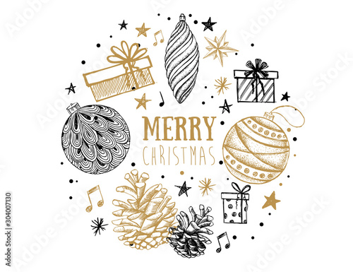 Christmas set. Hand drawn illustration.