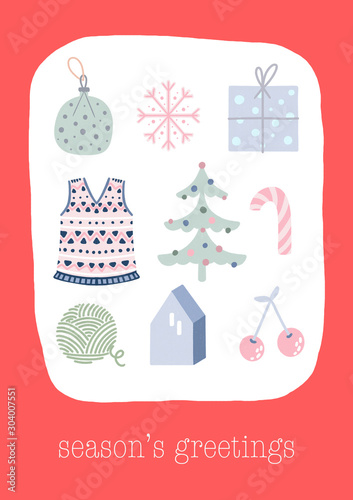 Cute christmas card. Happy new year