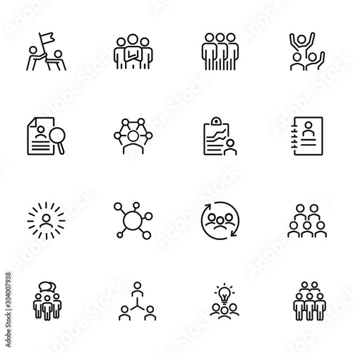 Human resource line icon set. Set of line icons on white background. Group, structure, resume. Career concept. Vector illustration can be used for topics like