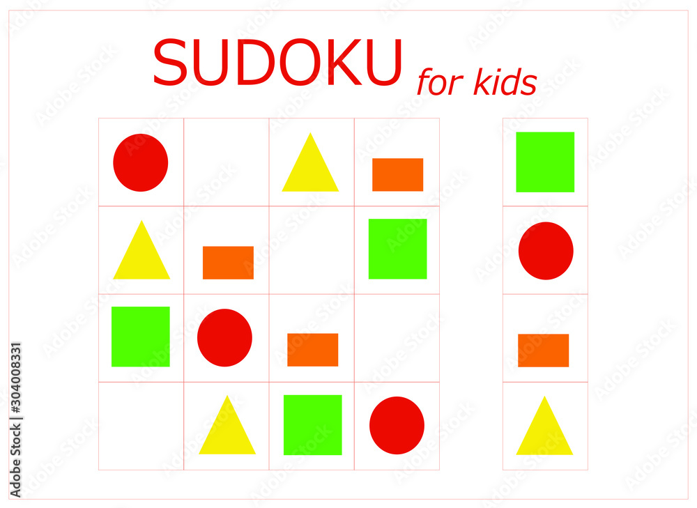 Imagens vetoriais Enfants colorés puzzle sudoku