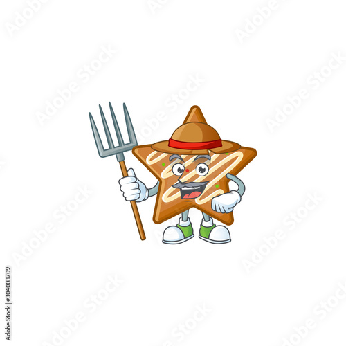 Cartoon crispy star cookies with the character farmer