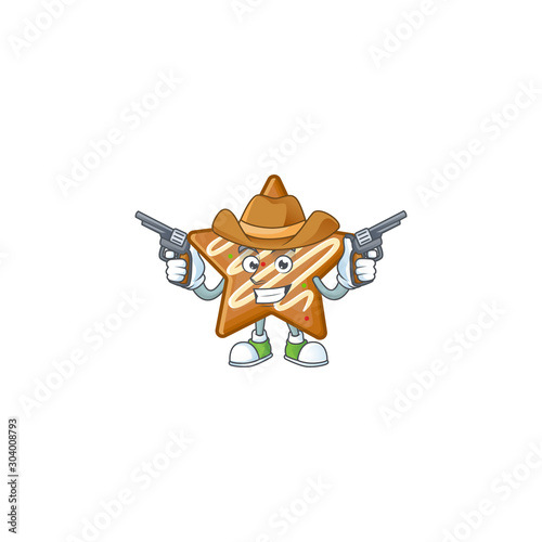 Cartoon crispy star cookies with the character cowboy