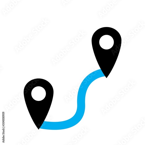 Route icon isolated on abstract background