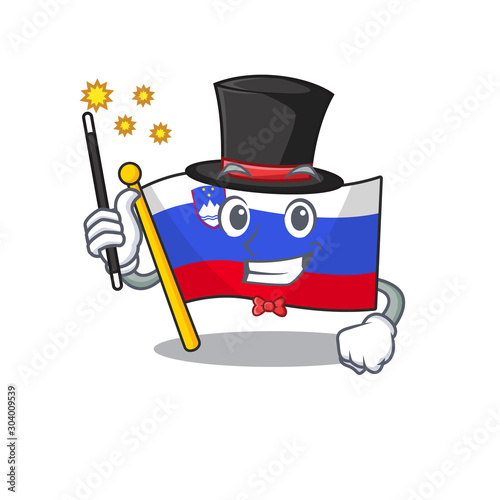 Mascot flag slovenia with in magician character