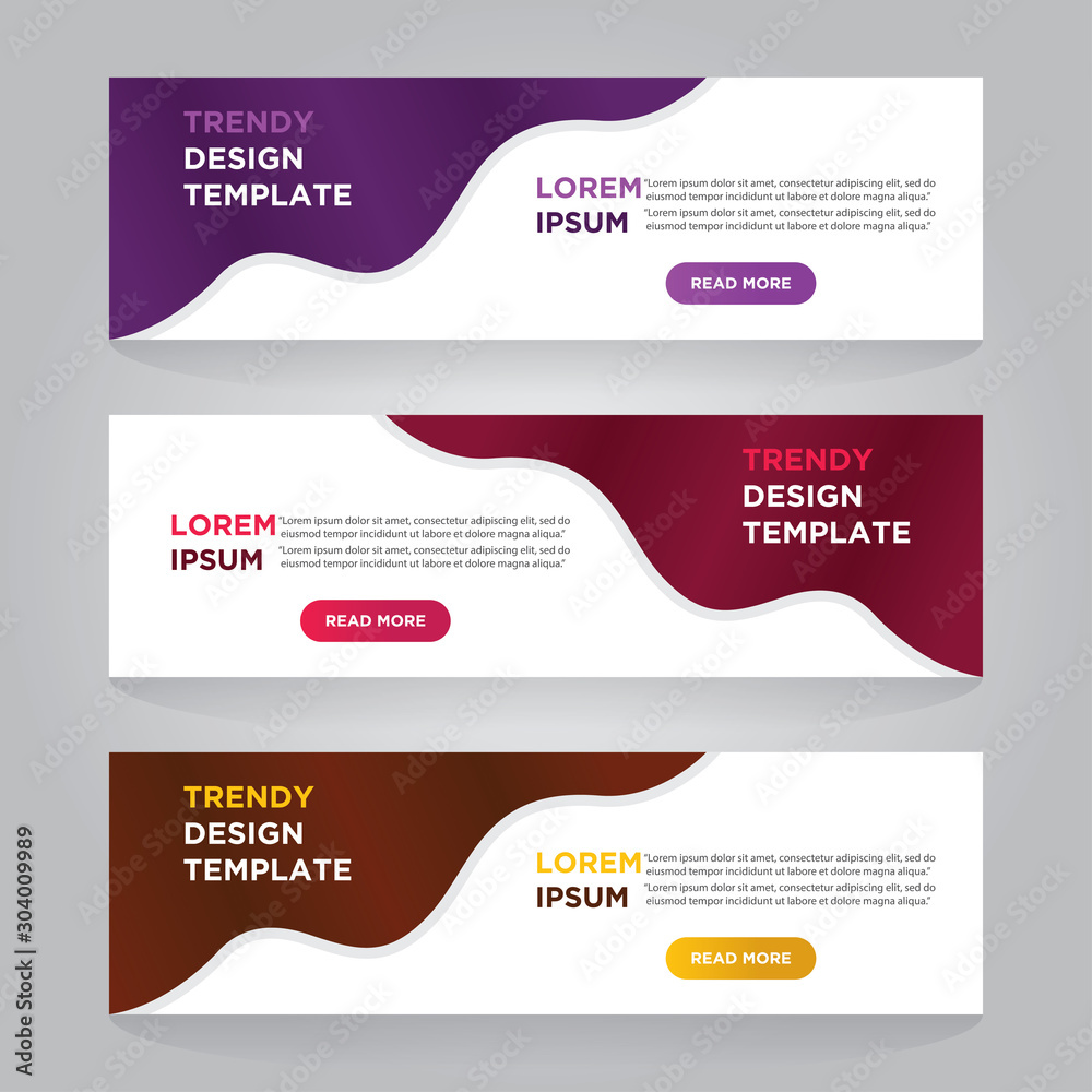 Set of three abstract vector banners. Stylish, stylish, modern flat material design. modern vector.