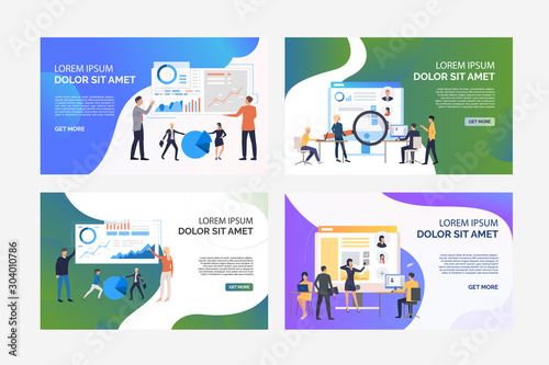 Collection of images with people choosing candidate for work. Appointing, staff, job, analysis. Flat vector. Recruitment concept for banner, website design or landing web page