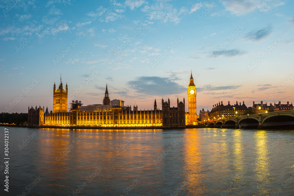 Naklejka premium Big Ben, Parliament, Westminster bridge in London