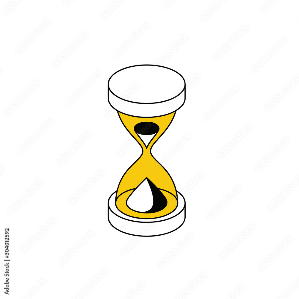 Clock timer hourglass. Vector 3d isometric, color web icon, new flat
