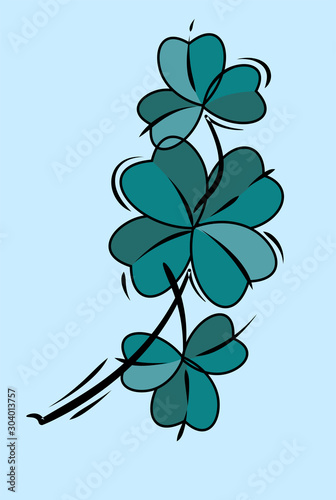 Vector image in old school style clover sprig