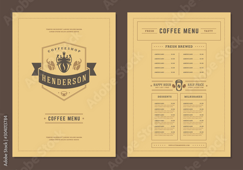 Coffee menu design brochure template vector Illustration