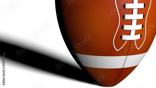 American football standard ball under white background. 3D CG. 3D illustration. 3D high quality rendering. 