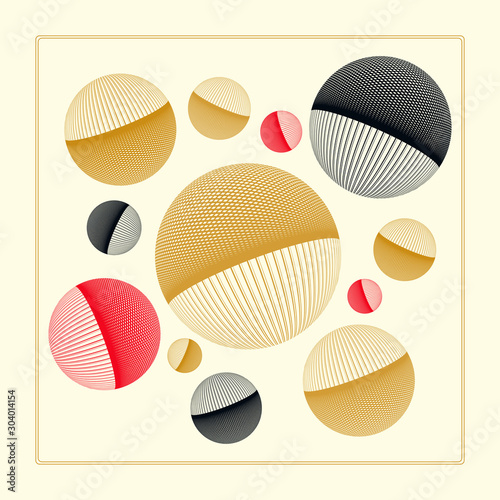 wired balloons illustration retro gold ivory red