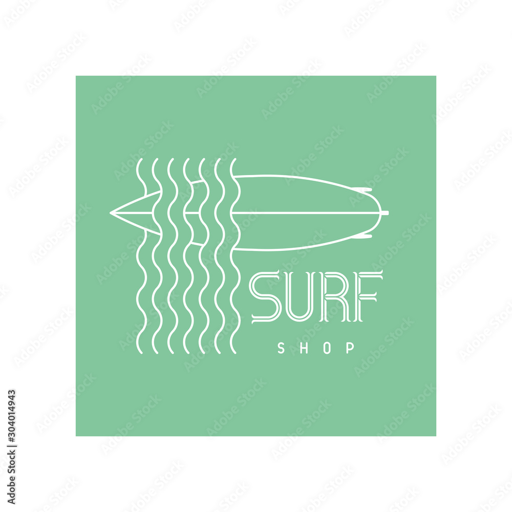 Surf board logo emblem for Surf Shop or Club Logo Design Stock Vector