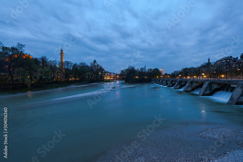 Night at the Isar in Munich