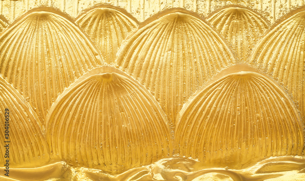 Fototapeta premium Gold yellow lotus flower leaves petal overlap seamless patterns texture on background