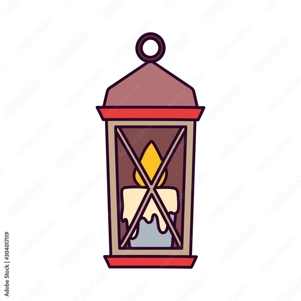 classic lamp with candle on white background classic lamp with candle on white background