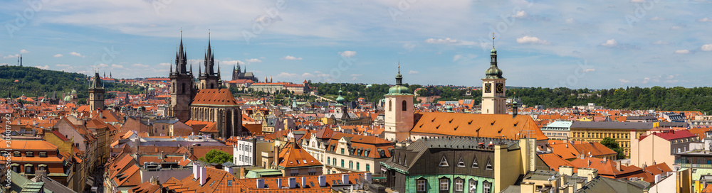 Fototapeta premium Panoramic aerial view of Prague