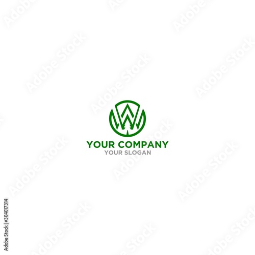 Circle Wood Tree Logo Design Vector