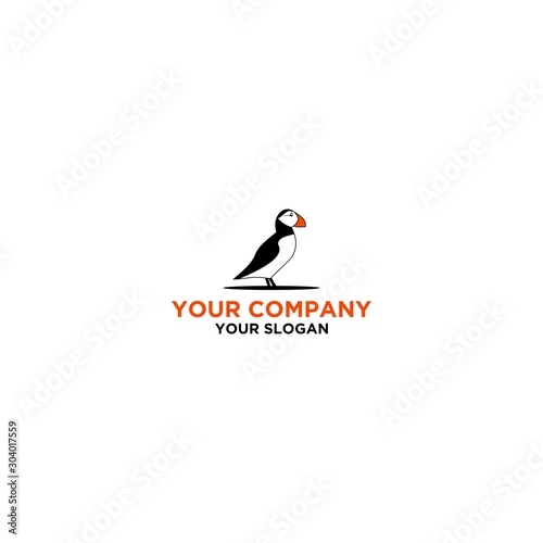 Simple Puffin Logo Design Vector