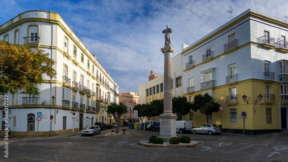 Old Cadiz Center Street Blue Sky Andalusia