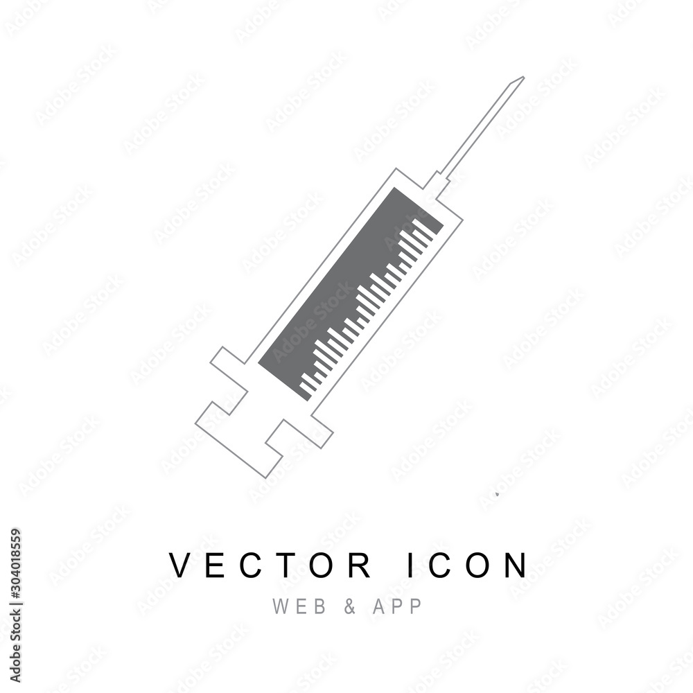 Medical syringe vector icon symbol isolated on white background Medical syringe vector icon symbol isolated on white background