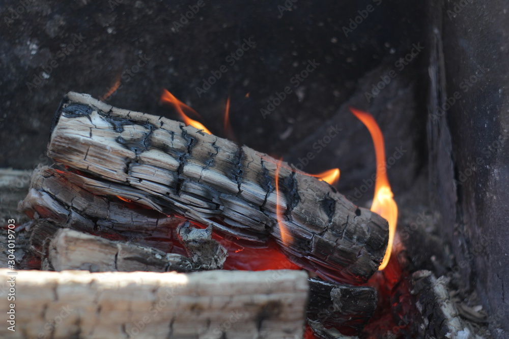 Obraz premium fire in fireplace