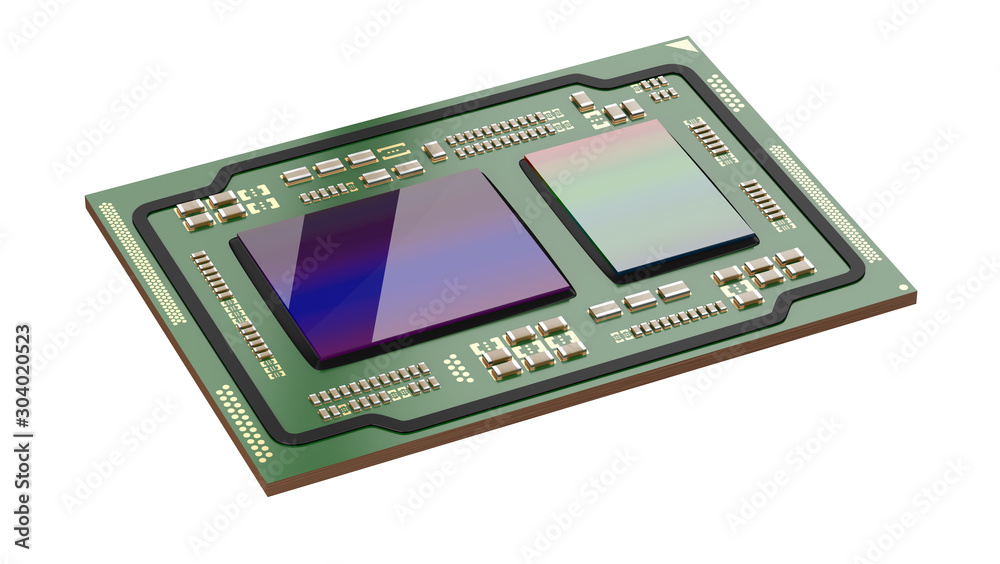 Processor green board isolated on a white background. Motherboard chip cpu and gpu. Processor green board isolated on a white background. Motherboard chip cpu and gpu.