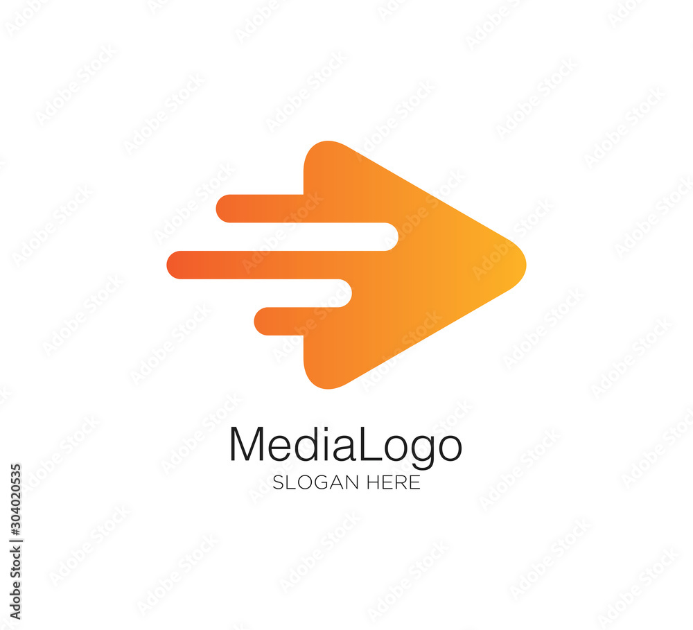 play button media vector logo design template