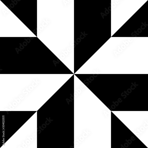 Barn quilt pattern, Amish Patchwork design, Abstract geometric tiled trail Vector illustration