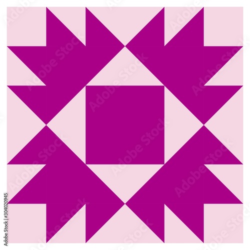 Barn quilt pattern, Amish Patchwork design, Abstract geometric tiled trail Vector illustration