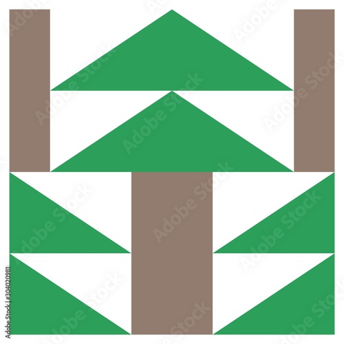 Barn quilt pattern, Amish Patchwork design, Abstract geometric tiled trail Vector illustration