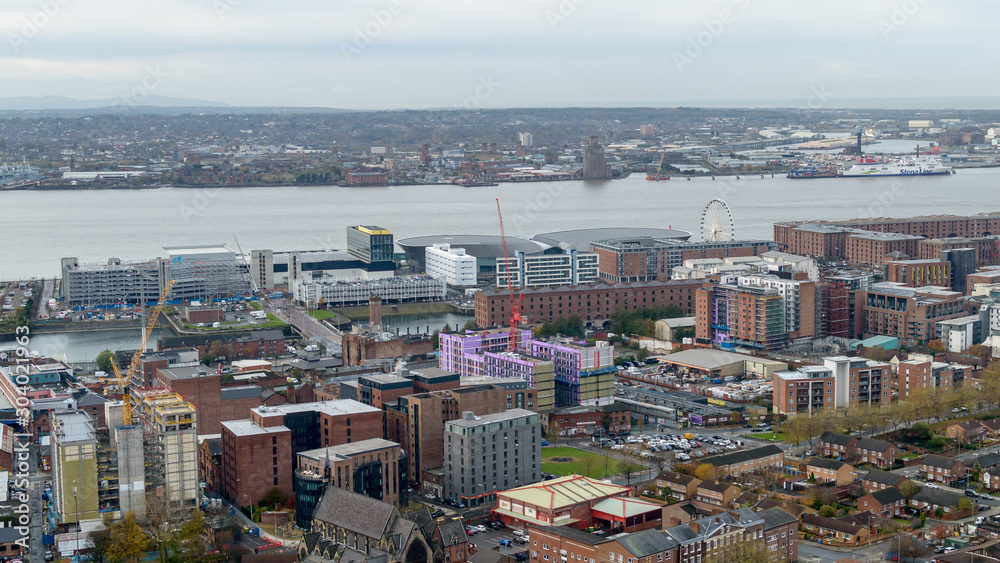 Panoramic View Over Liverpool - West, England November 2019