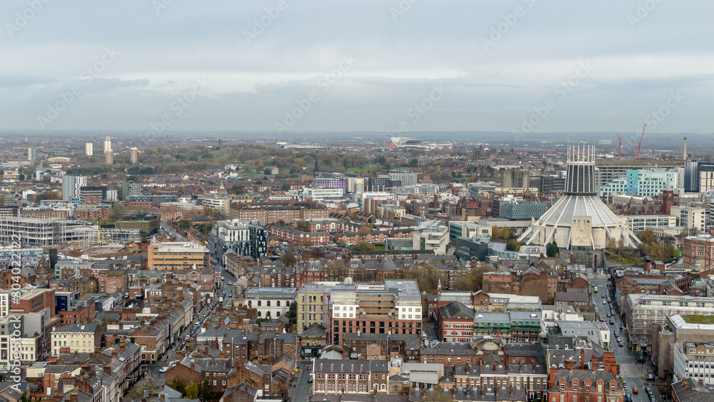 Panoramic View Over Liverpool - North Side, England November 2019