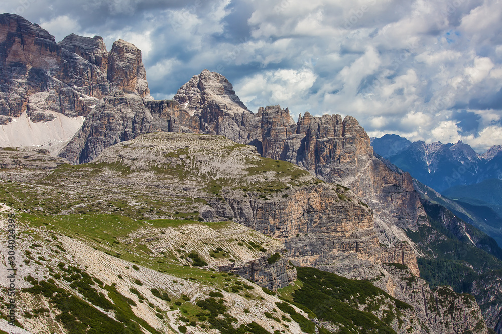 Mountain landscape in Tre Cime di Lavaredo National park, UNESCO World Heritage site in Italy Mountain landscape in Tre Cime di Lavaredo National park, UNESCO World Heritage site in Italy