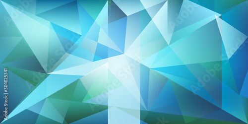 Abstract crystal background with refracting light and highlights in light blue colors