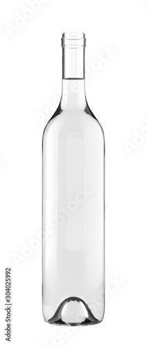 Standard Clear Full Open Wine Glass Bottle. 26oz or 750ml (75cl, 0.75l) volume. Isolated 3D rendered Mock Up on White Background.