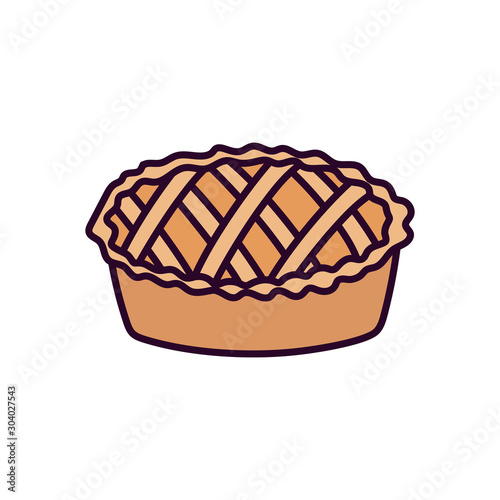 sweet pie dessert on white background