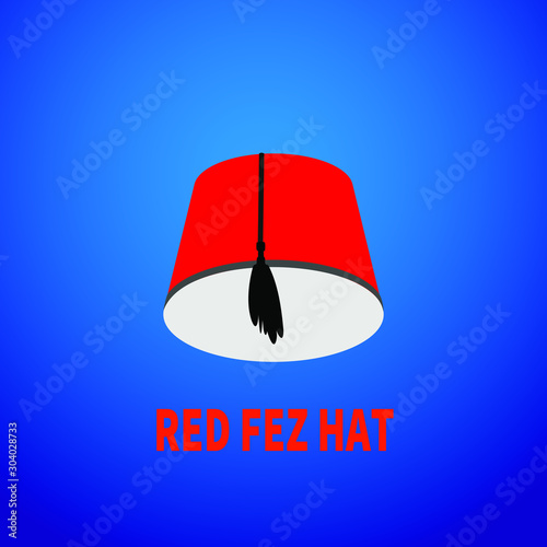 red fez hat flat isolated vector illustration