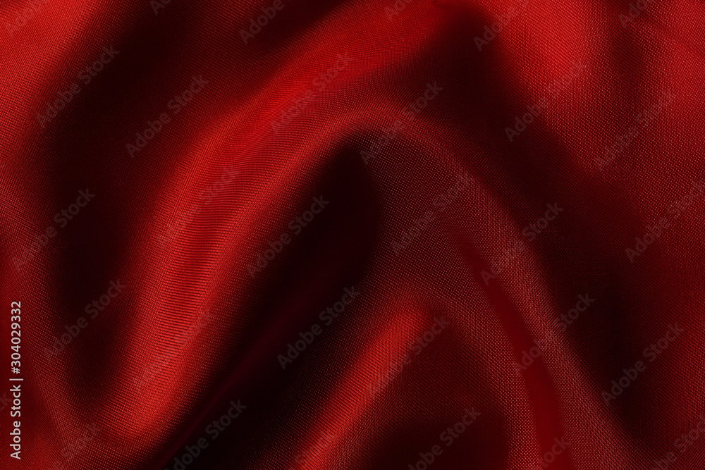 Obraz premium Red fabric cloth texture for background and design art work, beautiful crumpled pattern of silk or linen.