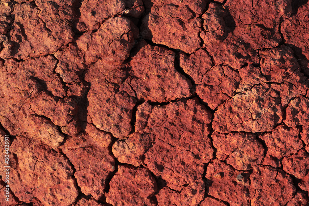 Red earth cracked from drought and pollution
