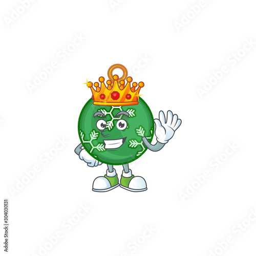 Cartoon green christmas ball with mascot king