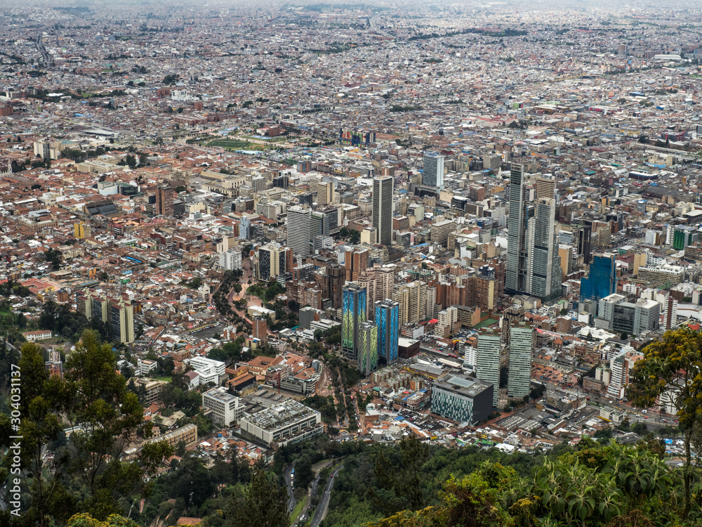 Panoramic view of Bogota city from Montserrat Hill