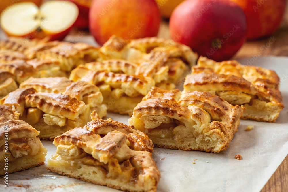 Homemade braided apple pie.